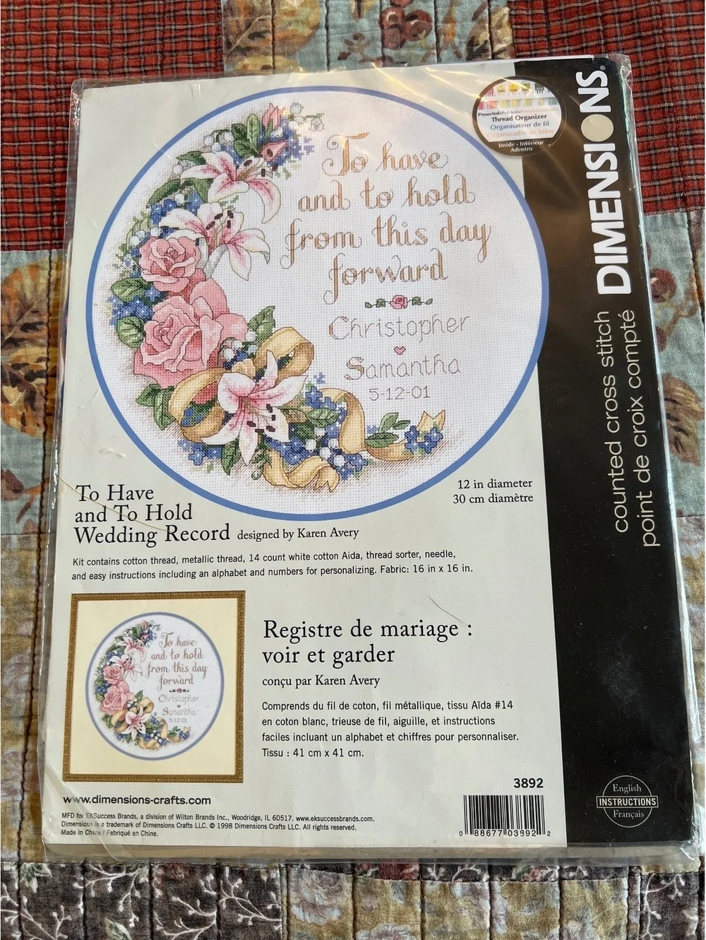 Dimensions To Have and To Hold Wedding Record Cross Stitch Kit
